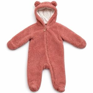 Carters Baby Girl Zippered Fleece Bear Pram 9M Dusty Rose